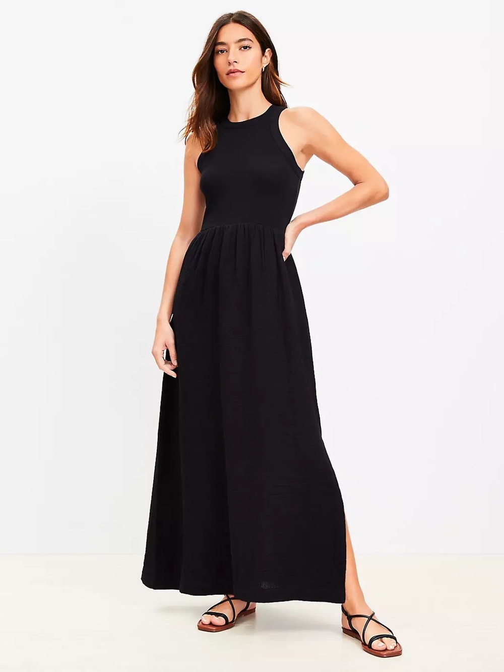 LOFT Black Sleeveless Maxi Dress